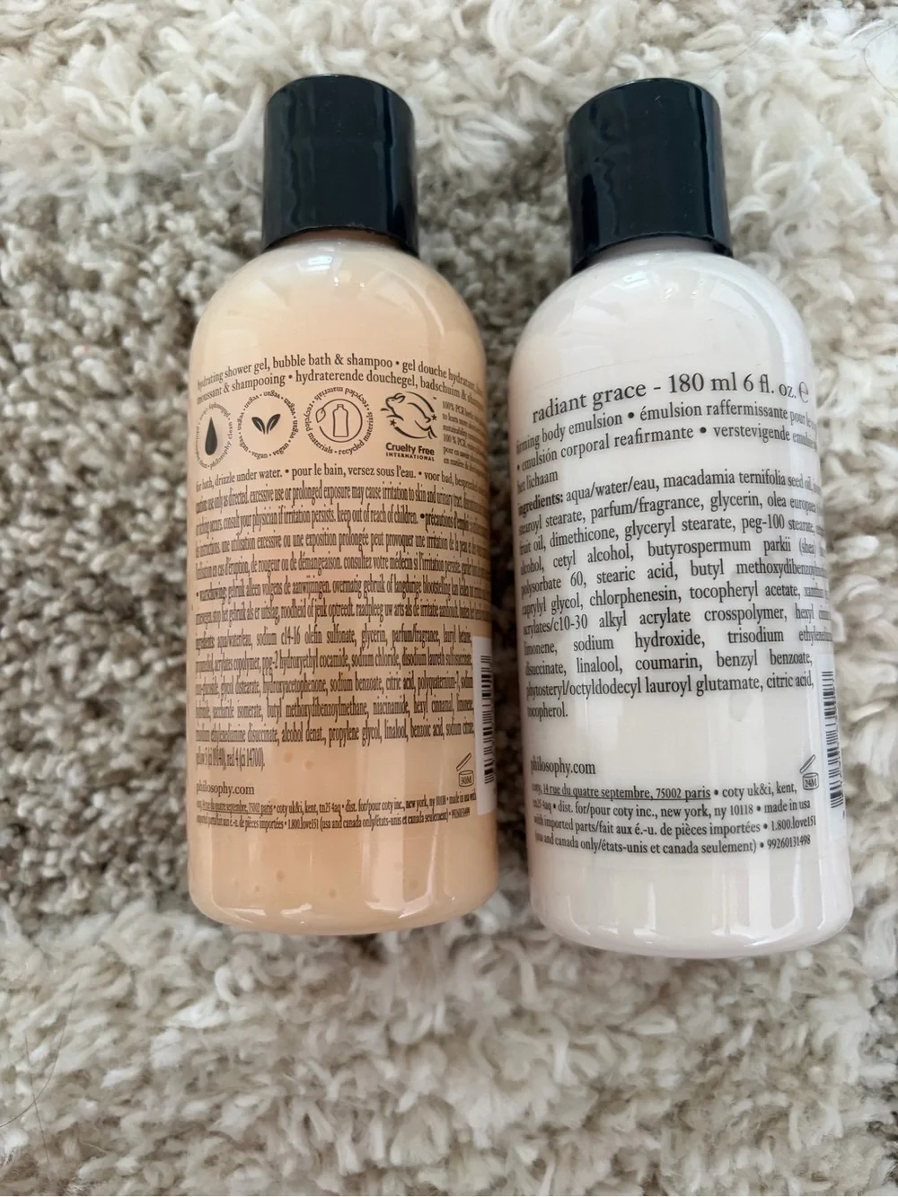 Philosophy body gel and lotion radiant